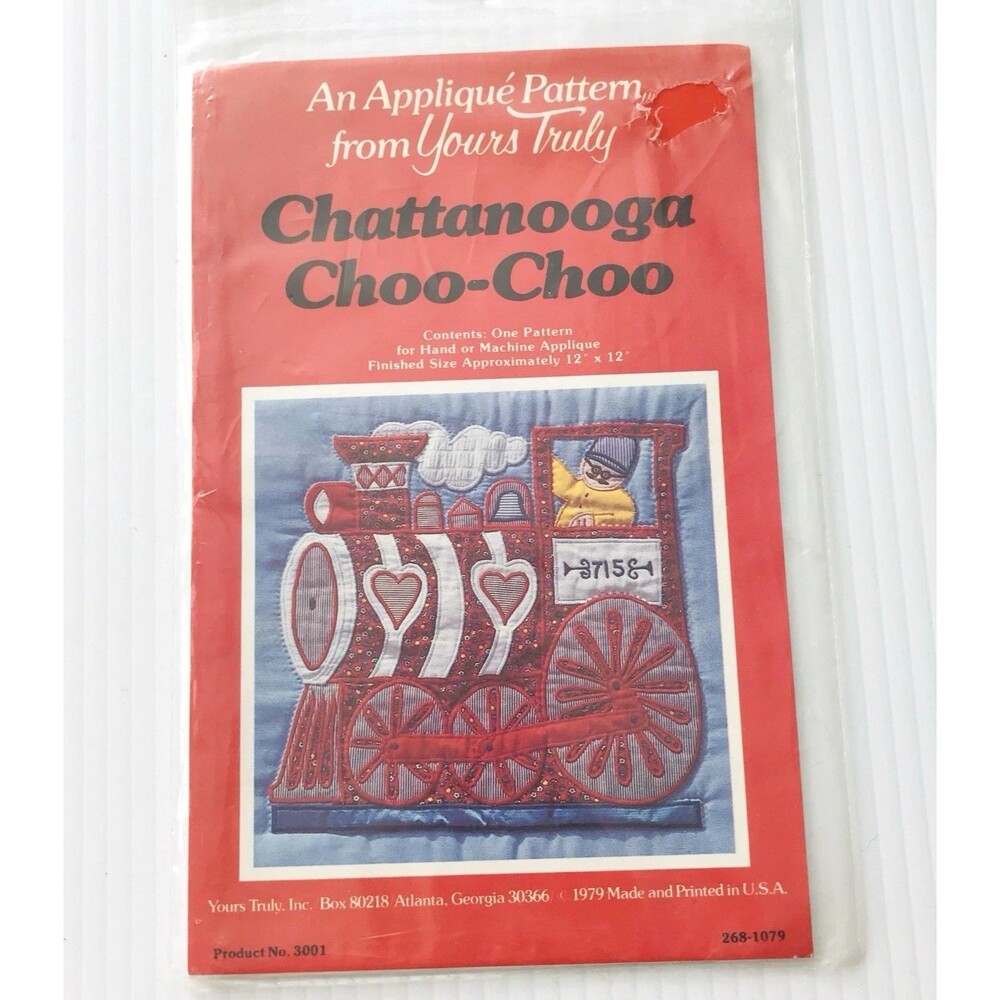 Yours Truly Chattanooga Choo-Choo Applique Quilt Sewing Pattern Love Heart 1979